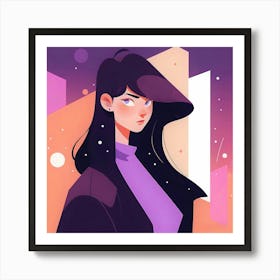 Girl With Long Hair Art Print