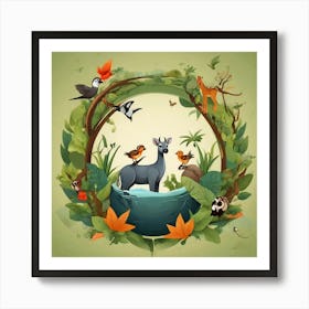 Wild Animals In The Forest 1 Art Print