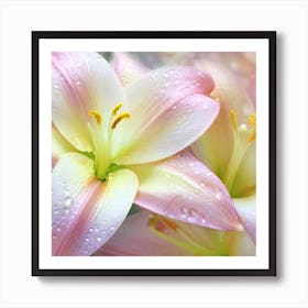 Beautiful pale pink, light yellow chameleon lilies 2 Art Print