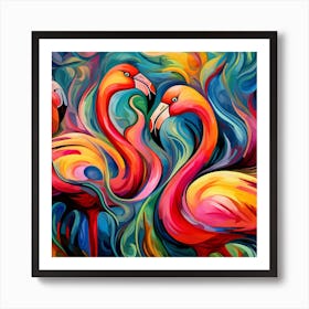 Colorful Flamingos 1 Art Print