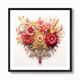 Clockwork Flowers 1 Art Print