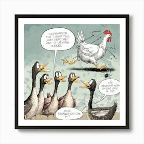 Ducks And Chickens Art Print