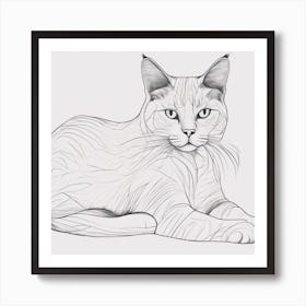 Minimalism Masterpiece, Trace In Cat + Fine Gritty Texture + Complementary Pastel Scale + Abstract + (2) Art Print