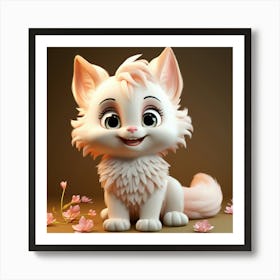 Cute White Cat 7 Art Print