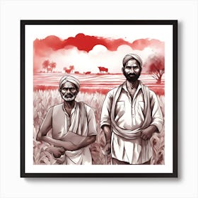 Two Farmers In A Field Art Print