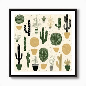 Rizwanakhan Simple Abstract Cactus Non Uniform Shapes Petrol 81 Art Print