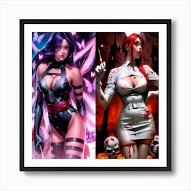 Two Female Comic Book Characters Art Print