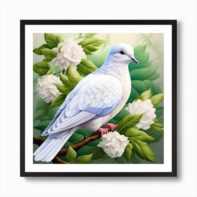 White Dove On A Branch Art Print
