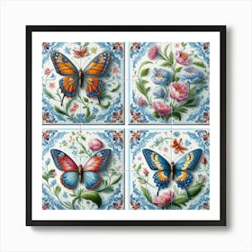 Decorative Art Butterfly Tiles 1 Art Print