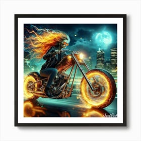 Fearless Night Rider Art Print