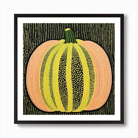 Yayoi Kusama Inspired Pumpkin Green 4 Art Print