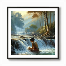 Waterfall In The Forest Art Print