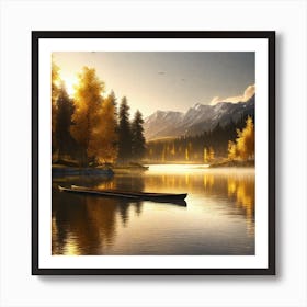 Canoe On A Lake Art Print