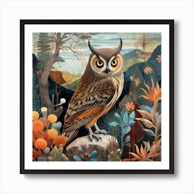 Bird In Nature Eastern Screech Owl 1 Art Print