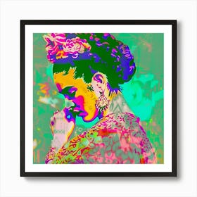 Frida Neon pop Art Print