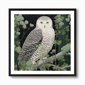 Ohara Koson Inspired Bird Painting Owl 2 Square Art Print