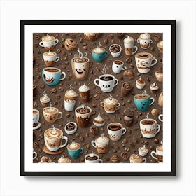 Coffee Cup Seamless Pattern 4 Art Print