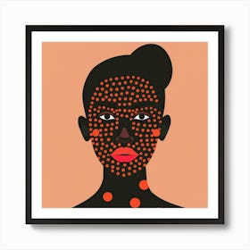 Portrait Of A Woman With Dots On Her Face Art Print