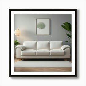 White Sofa In Living Room Art Print