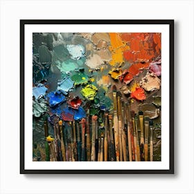 Oil Of Paint Brushes Art Print