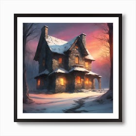 Old Stone House In the Lonely Woods Art Print