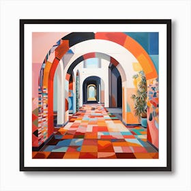 Bohemian Contemporary Art Print - Colourful Tiles & Arches Art Print