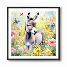 Donkey In The Meadow Art Print