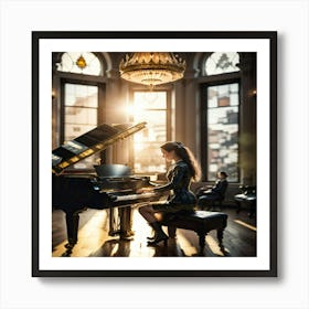Portrait Of A Woman Playing Piano Art Print