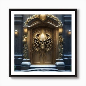 Christmas Decoration On Home Door Sf Intricate Artwork Masterpiece Ominous Matte Painting Movie (1) Art Print