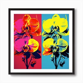 Andy Warhol Style Pop Art Flowers Orchid 3 Square Art Print