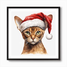 Sassy Cat In Santa Hat 1 Art Print