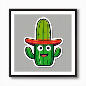 Mexico Cactus With Mexican Hat Sticker 2d Cute Fantasy Dreamy Vector Illustration 2d Flat Cen (24) Art Print