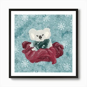 Christmas Koala in a blanket Art Print