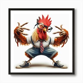 Rooster With Glasses Art Print