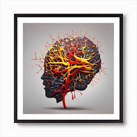 Human Brain With Blood Art Print