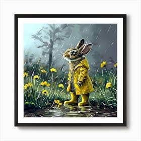 Puddles and Raincoats - A Rabbit's Rainy Day Art Print