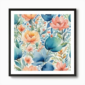 Watercolor Floral Pattern 6 Art Print