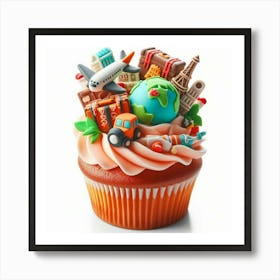 Travel Themed Cupcake 1 Art Print