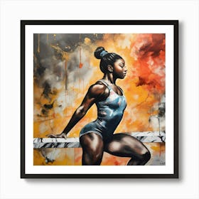 Simone Biles Gymnast On Charcoal Art Print
