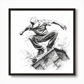 A Parkour Movement Hand Drawn Sketch 5 Art Print