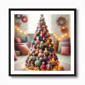 Fabric dolls Christmas Tree Art Print