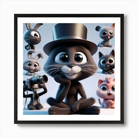 Cat In Top Hat Affiche