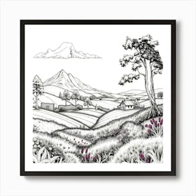 Landscape With Mountains 1 Art Print