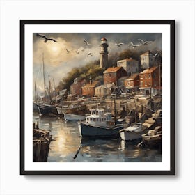 Harbor At Dusk 1 Art Print