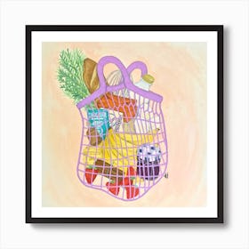 Pink Bag Square Art Print