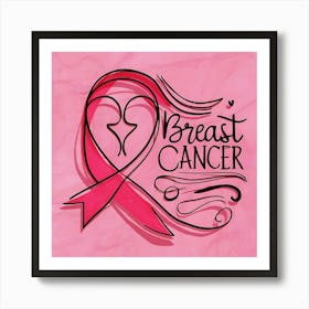 Women Breast Cancer Awareness background in Pink Ribbon international symbol for month October clipart and poster clipart and wall art 31 Art Print