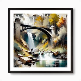 Bridge Over A Waterfall Art Print