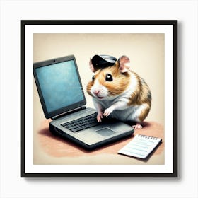 Hamster On A Laptop 2 Art Print