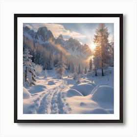 Winter Landscape In The Dolomites Art Print