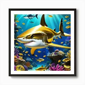 Bitcoin Shark In The Sea Art Print